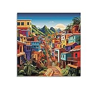 Generic Puerto Rico Art Painting Puerto Rican Town Puerto Rico Wall Art Puerto Rican Decor Prints Puerto Rico Home Decor Living Room Wall Decor Canvas Wall Art Gift 20x20inch(50x50cm)