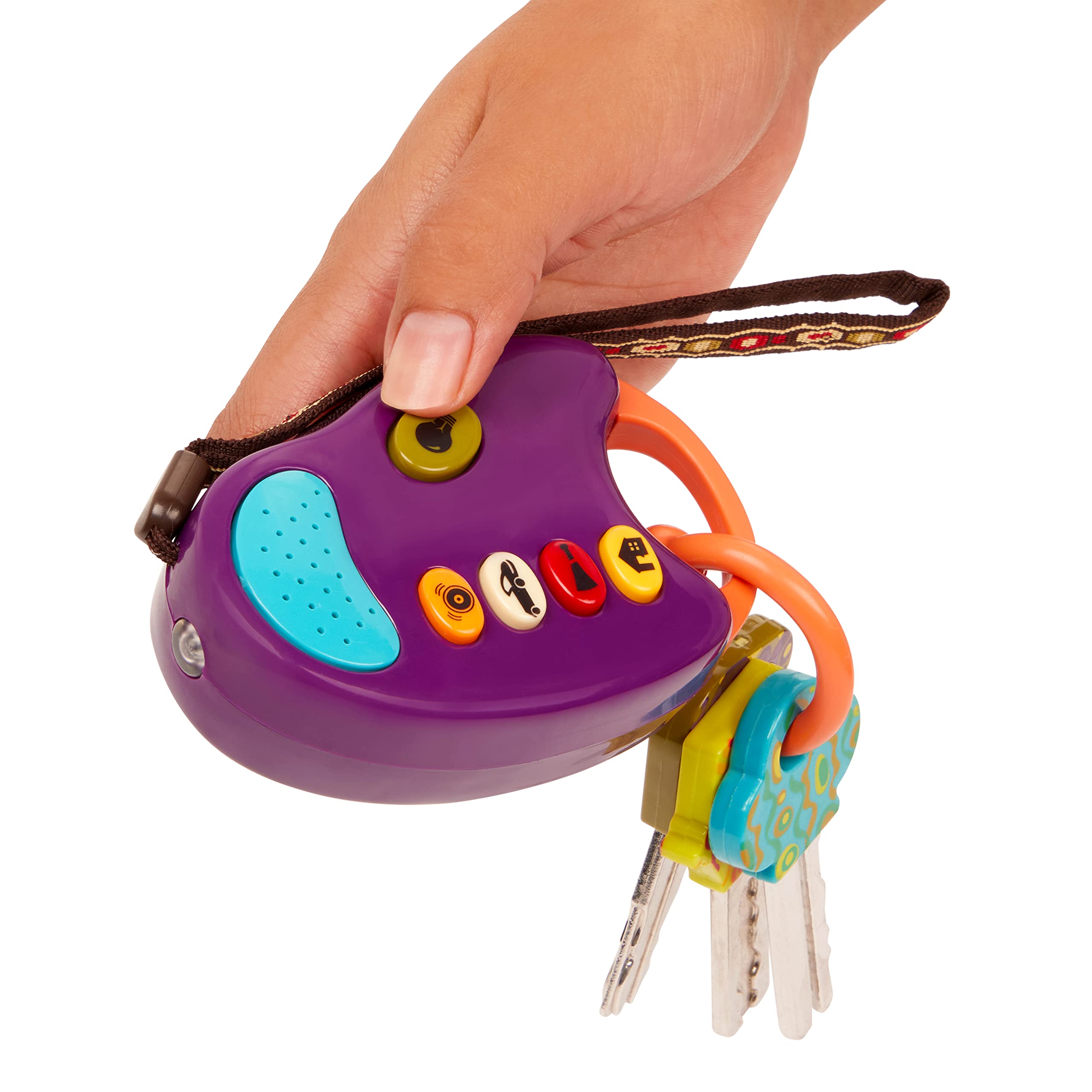B. toys – Purple FunKeys – Toy Car Keys – Key Fob with Lights & Sounds – Interactive Baby Toy – Pretend Keys for Babies, Toddlers – 6 Months +