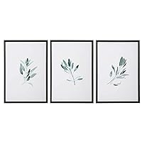 Large Sage Herb Watercolor Print Set 3 Green White Wall Art Framed Farmhouse