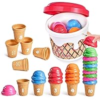 Ice Cream Preschool Learning Activities Counting and Color Sorting Set Stacking Toys for Kids 3-5, Montessori Stacking Fine Motor Skills Toys, Math Manipulatives Learning Resources Toys (65)