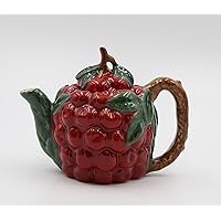 Fine Ceramic Fruit Cherry Teapot, 7-1/8