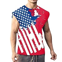 Tshirt Men American Flag Black Stretchy Tank top Men Cooling Muscle Shirts Navy Blue Workout top Goth Gym Shirts Men