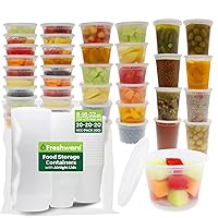 Freshware [60 Pack] 8, 16, 32 oz, 20 sets each size Food Storage Containers with Lids, Plastic Deli Containers, Meal Prep Containers, Microwave and Freezer Safe, Stackable, Leakproof, BPA Free, Clear