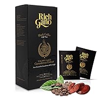 Reishi Mushroom Coffee – (1 Box of 30 Sachets) Black Coffee with Ganoderma Extract – All Natural Vegan Friendly Instant Coffee Packets – Zero Jitters Immune Support