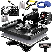 VEVOR Heat Press Machine for T-Shirts - 8 in 1 Heat Press Sublimation Machine with 360° Rotation/Dual-Tube Heating-12 x 15 Swing Away Heat Press for DIY T-Shirts/Cap/Mugs/Heat Transfer Projects,Black