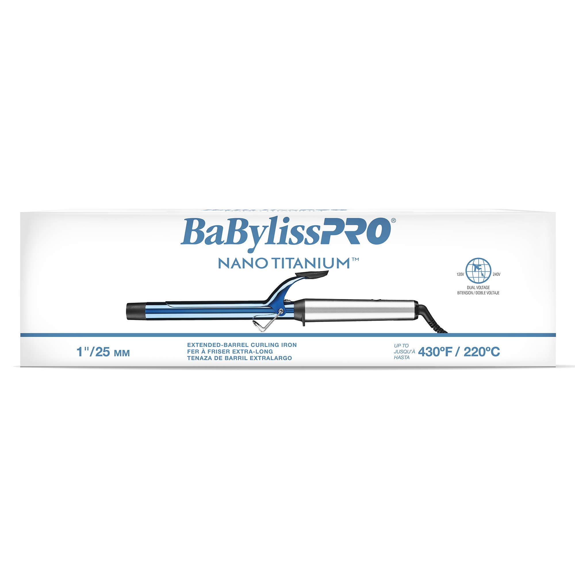 BabylissPRO Nano Titanium Professional Curling Iron With Extended Barrel Perfect For Longer Hair