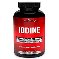 Iodine Supplement 250mcg - Iodine Pills from Sea Kelp (Grown in USA) - Thyroid Support Supplement (Ascophyllum Nodosum) - 60 Sea Kelp Capsules