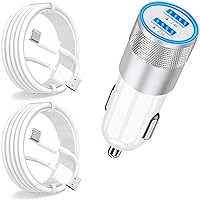 【MFi Certified】iPhone 15 Car Charger Fast Charging, Rombica 4.8A Dual USB Power Cigarette Lighter iPhone USB-C Car Charger+2Pack Tyep-C Cable for iPhone 15/15 Plus/15 Pro/15 Pro Max, iPad Pro/Air/Mini