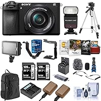 Sony Alpha a6700 Camera with E PZ 16-50mm f/3.5-5.6 OSS Lens Bundle with Backpack, 2X 128GB SD Card, Card Reader, Corel Mac & PC Software Kit, 2X Extra Battery, Charger, Tripod, and More (15 Items)