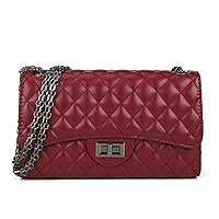 Quilted Crossbody Bags for Women Leather Ladies Shoulder Purses with Chain Strap Stylish Clutch Purse