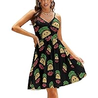 SLPs Help You Taco Bout It Cute Sundress for Women Sleeveless Slip Dress Backless Mini Dress Tank-Dress