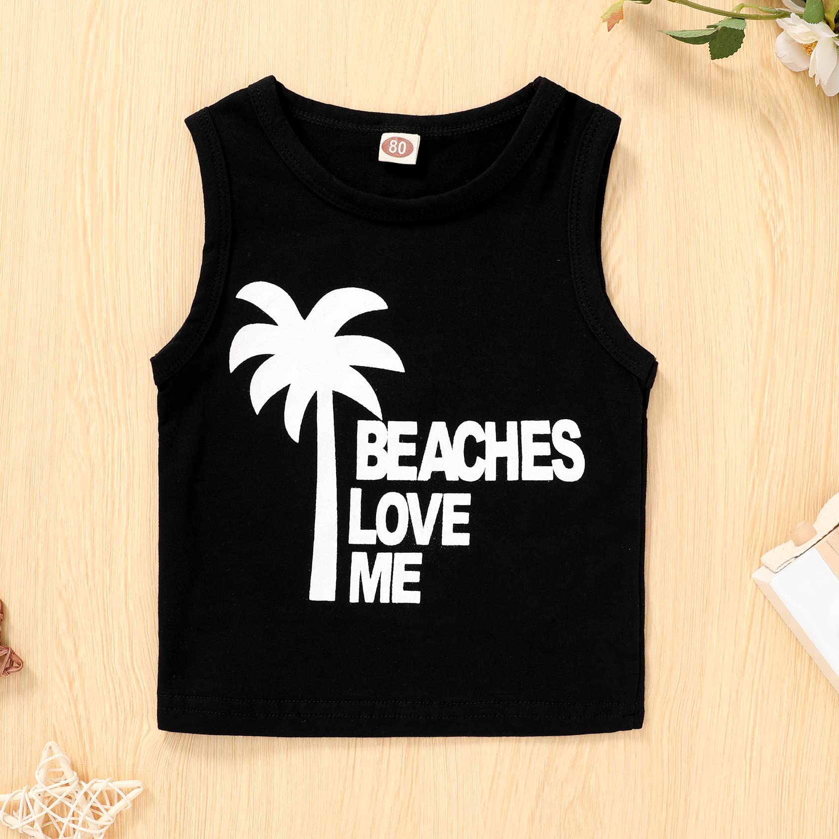 YOUNGER TREE Toddler Baby boy summer clothes Beaches Love Me Sleeveless Vest Tops+Shorts Kid Casual outfits