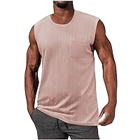 Basic Crewneck Knit Tank Tops for Men Fashion Sleeveless Textured Vests Cotton Lightweight Soft Muscle Workout Tee Shirts