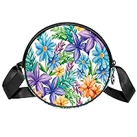 Small Crossbody Bag Color Flower Round Purse Wallet Mini Shoulder Bag For Women Girls 17.8x17.8cm