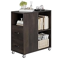 Sofa Side Table, End Table with 2 Drawers, Narrow Bedside Table with Storage Shelves for Small Spaces Living Room Bedroom Office (Dark Brown)