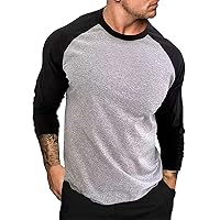 Mens Raglan Sleeve Shirts, Casual Long Sleeve T Shirt Active Sports Tee Regular-Fit Baseball T-Shirt Workout Tops