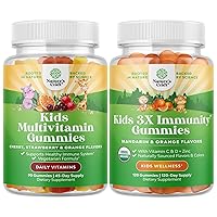 Bundle of Delicious Daily Kids Multivitamin Gummies - Multivitamin for Kids Immunity Support Gummies and Organic Kids Immune Support Gummies for Kids with Vitamin C and Zinc for Kids Immunity