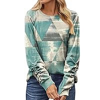 Women's Long Sleeve Tops Fashion Casual Print Round Neck Pullover Top Blouse Y2K, S-3XL