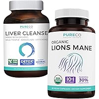 Bundle of Organic Liver Cleanse & Organic Lions Mane - Liver Love and Brain Boost Bundle - Organic Liver Cleanse (80% Silymarin) Liver health Support Formula & Organic Lions Mane 10:1 Mushroom Extract