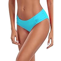 Ocean Blues Women's Full Coverage Swim Bottoms Ruched Sides Bikini Bottom