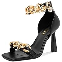 Women's Stiletto High Heels Sexy Square Open Toe Shoes Formal Wedding Party Classic Heeled Sandals With Back Zip Design