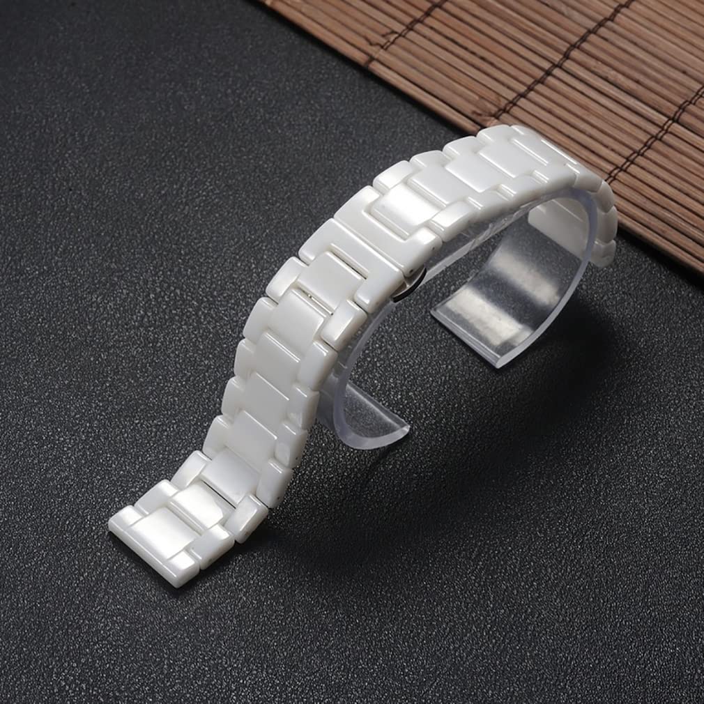 Nice Pies Ceramic Watch Band Universal strap with Quick Release Pins Butterfly Buckle Deployment Clasp Bracelet 14mm 16mm 18mm 20mm 22mm White Black