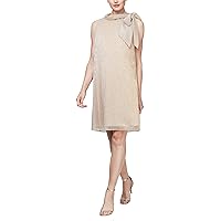 S.L. Fashions Women's Sleeveless Shift Dress with Side Bow