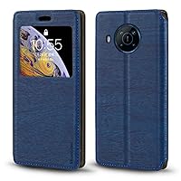 for Nokia X100 Case, Wood Grain Leather Case with Card Holder and Window, Magnetic Flip Cover for Nokia X100 (6.67 inch ), Blue