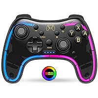 Gammeefy Hall Effect Switch Controller (No Drift, No Deadzone) Compatible with Switch/Lite/OLED & PC/iOS/Android, Clear RGB Lightning Switch Pro Controller Supports App with Turbo, Wake-up Features
