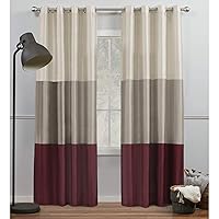 Exclusive Home Curtains Chateau Striped Faux Silk Grommet Top Curtain Panel Pair, 54