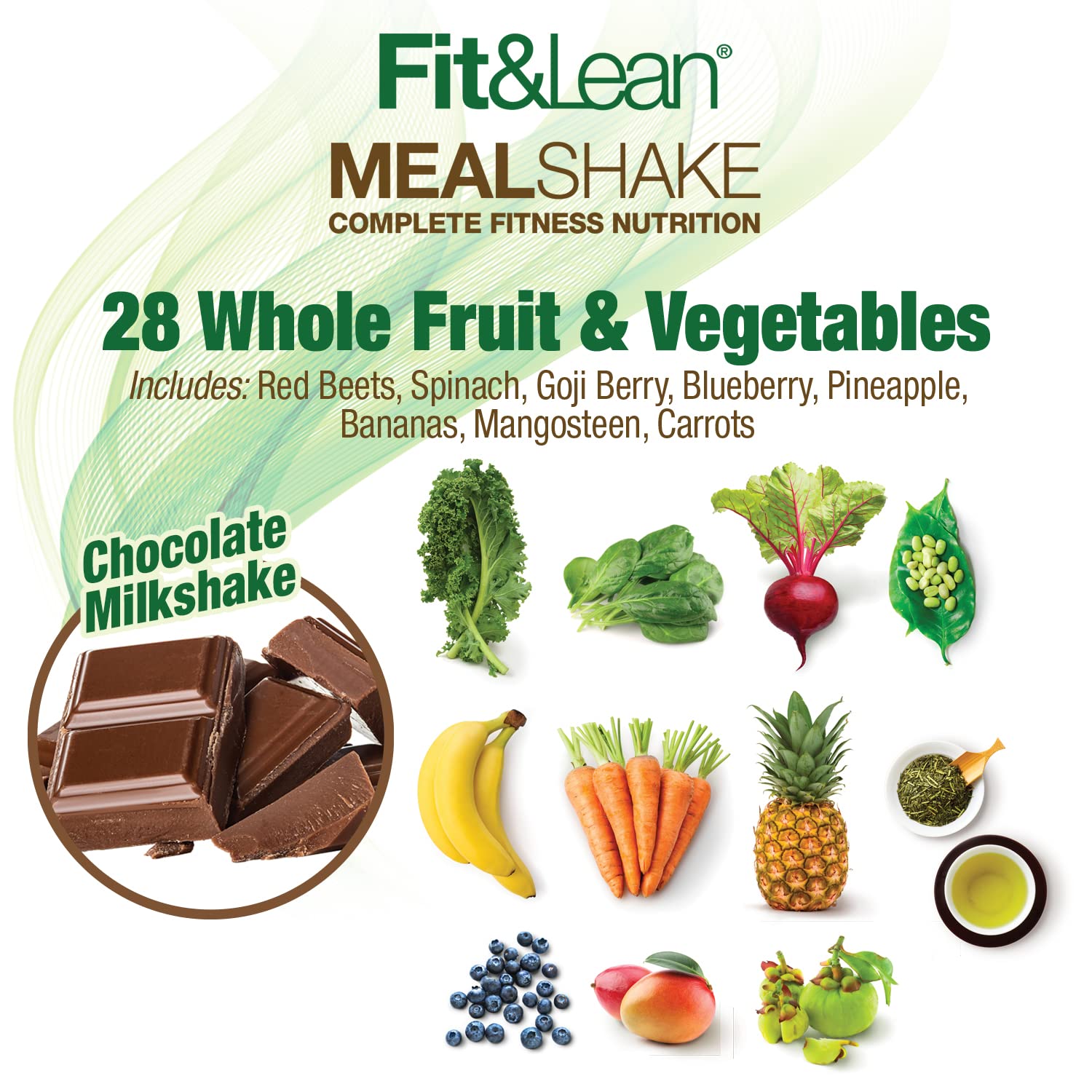 Fit & Lean Meal Shake, Fat Burning Meal Replacement, Meal Replacement with Protein, Fiber, Probiotics and Organic Fruits & Vegetables, Cookies and Cream, 1lb, 10 Servings Per Container