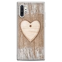 Case Compatible with Samsung S24 S23 S22 Plus S21 FE Ultra S20+ S10 Note 20 S10e S9 Lovely Wooden Heart Girls Clear Flexible Silicone Print Slim fit Linen Texture Cute Design Beige Woman Cute