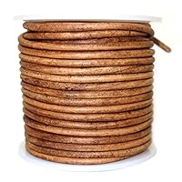Cords Craft® | 2.00mm Round Leather Cord for Jewelry Making Necklaces Bracelets Hair Accessories Beading Work DIY Crafts and Hobby Projects (Natural Brown) | Roll of 20 Meters Leather Cord