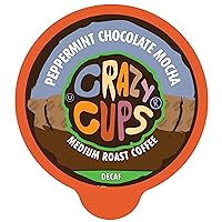Crazy Cups Decaf Flavored Coffee Pods, Peppermint Chocolate Mocha, Decaffeinated Coffee for Keurig K Cups Machines, Hot or Iced Coffee, Decaf Coffee in Recyclable Pods, 22 Count (Pack of 1)