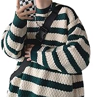 Striped Sweater Men's Autumn and Winter Loose Coat Retro Tide Brand Winter Long-Sleeved Sweater