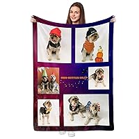 Custom Blanket with Photo Text Personalized Throw Blanket Customized Picture Flannel Blanket for Baby Friends Lovers Dog Pets Personalized Gift Birthday Thanksgiving Christmas (P-5, 40 in x 50 in)