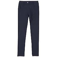 IZOD Girls' School Uniform Skinny Leg Jegging, Flat Front Style with Faux Button, Functional Back Pockets