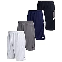 RBX Boys’ Active Shorts – 4 Pack Athletic Performance Basketball Shorts (8-20)