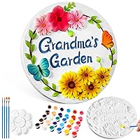 Grandma's Garden Stepping Stones 9.5 Inch Stepping Stone kit for Kids Mothers Day Gifts for Grandma DIY Ceramics to Paint, Stepping Stones for Kids Ages 8+, Garden Decor for Pathway Patio