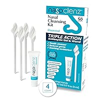 Nasal Cleansing Kit - Gentle Wand & Antiseptic Moisturizing Gel, Nose Cleaner and Nasal Moisturizer for Dry Nose Relief (Regular, 4 Count)