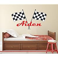 World LLC Custom Racing Name Wall Decal for Boys Race Car Theme Nursery Baby Room Mural Art Decor Vinyl Sticker LD20 (28