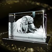 STRONGUS 3D Crystal Photo, for - Women, Mom, Gilfriend, Him, Her, Boyfriend, Dad, Birthday, Anniversary, 3D Customized Couples Gifts