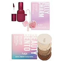 Kaja Lip & Blush Glazed Keychain Stain - Jelly Charm 01 Cherry Spritz + Beauty Bento Collection - Bouncy Eyeshadow Trio 14 Neutral Moment, 0.03 Oz Bundle