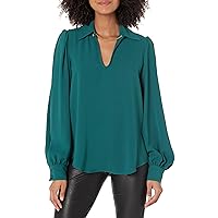 Trina Turk Women's Long Sleeve Blouse with Gold Chain