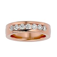 Certified Wedding Band Ring with 7 pcs Round Cut Natural Diamond in 14K White/Yellow/Rose Gold Bridal Ring for Women, Girl & Ladies | Surprise Birthday Ring for Her (1.03 Ct, IJ-SI)