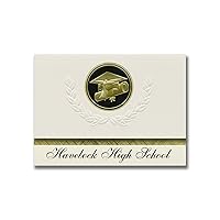 Havelock High School (Havelock, NC) Graduation Announcements, Presidential style, Basic package of 25 Cap & Diploma Seal. Black & Gold.