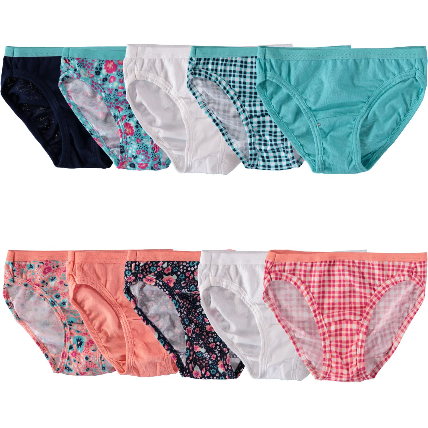 Fruit of the Loom Girls' Cotton Bikini Underwear Multipacks, 10 Pack-Fashion Assorted, 8