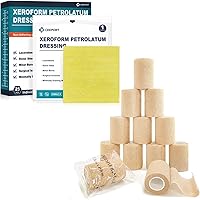 Medical Xeroform Petrolatum Dressing 4x4,Brown Self Adhesive Bandage Wrap(12 Pack, 3 Inch x 5 Yards)