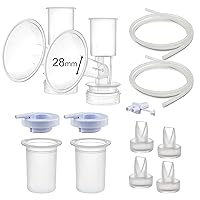 Maymom Pump Parts Compatible with Ameda Purely Yours Pumps, MYA Joy; Incl. Silicone Membrane, Duckbill, Tubing, Flange; Replaces Ameda Spare Parts Kit (Flange 28 mm)