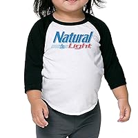 Natural Light Logo Infant 3/4 Sleeve Raglan Baseball Tee Shirt 2-6 Toddler Black